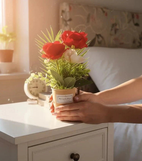 Artificial Red Rose Flower Pot - Baytolux