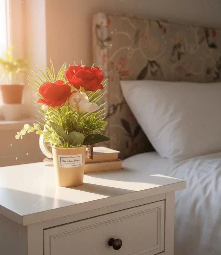 Artificial Red Rose Flower Pot - Baytolux